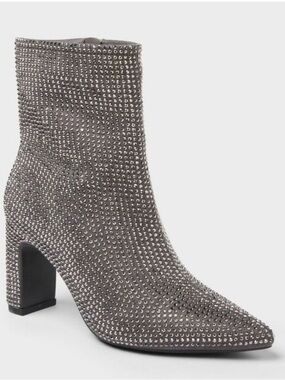 a new day Silver Rhinestone Pointed Ankle Boots
